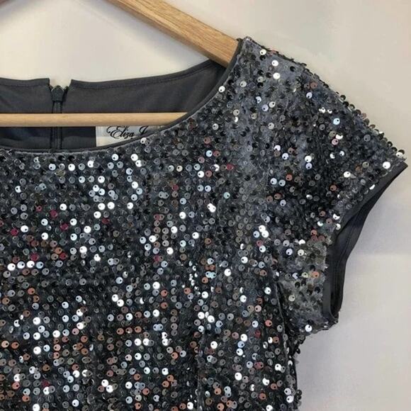 Eliza J Mirror Sequin Velvet Sheath Dress Size 4 Petite - Picture 12 of 16